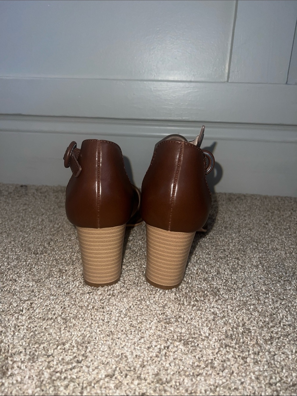 Coutgo Brown Braided Strap Pointed Toe Womens Heels - Picture 4 of 6